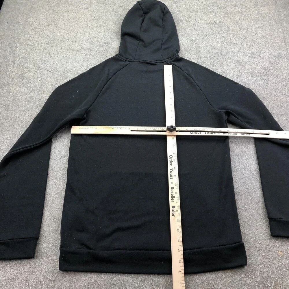 Nike Hoodie Mens Medium Black Pullover Dri Fit Sweatshirt Big Swoosh Logo Front